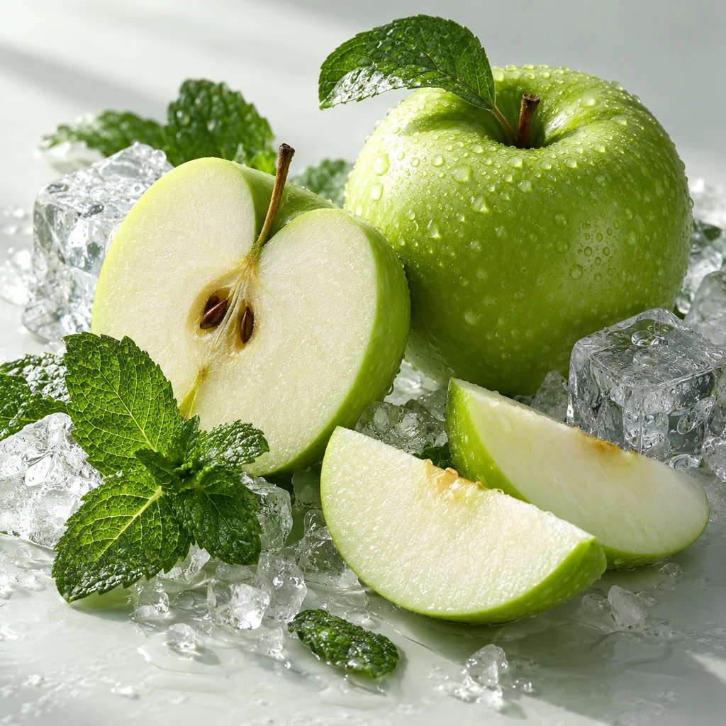 Apple sensory direction, realistic ingredient illustration