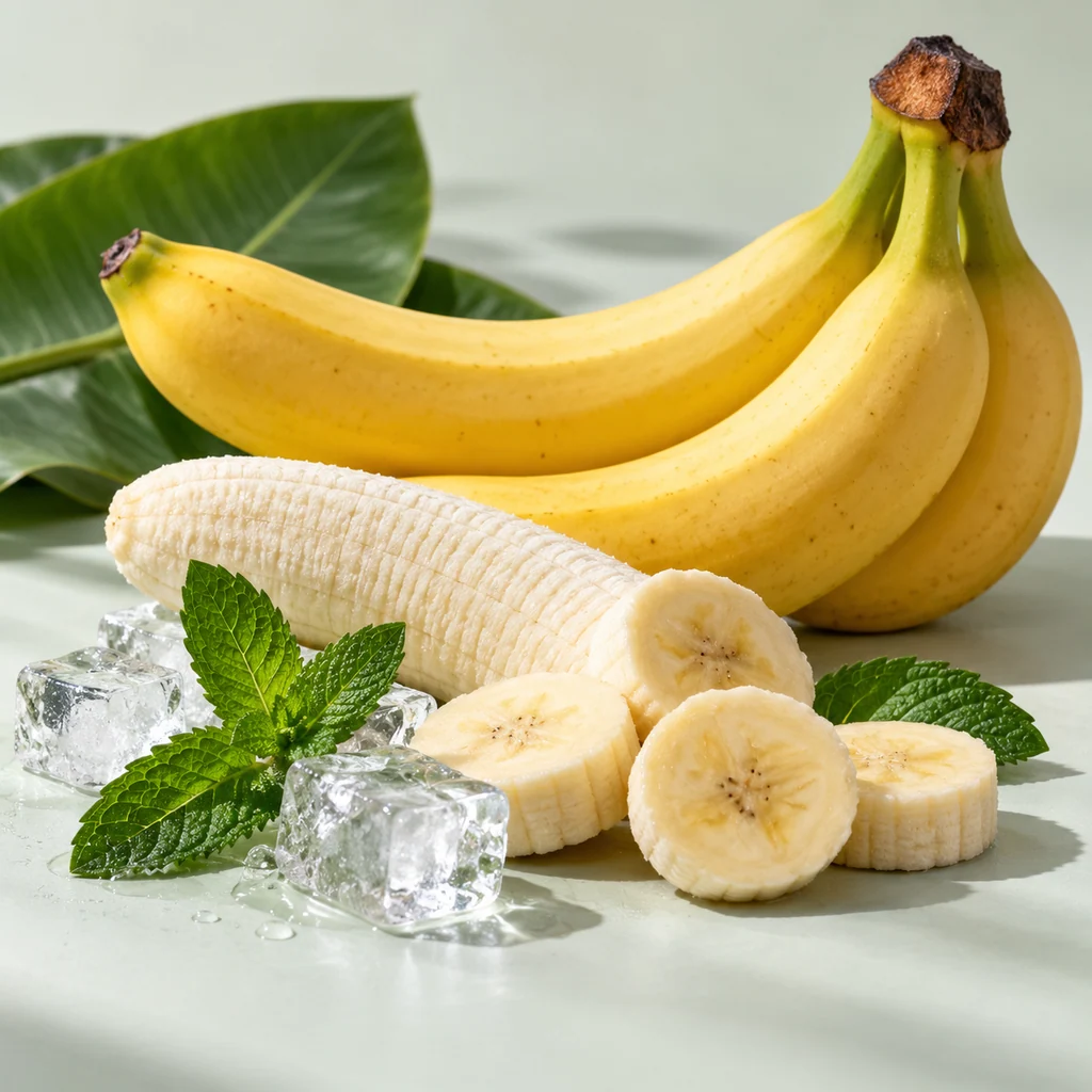Banana sensory direction, realistic ingredient illustration
