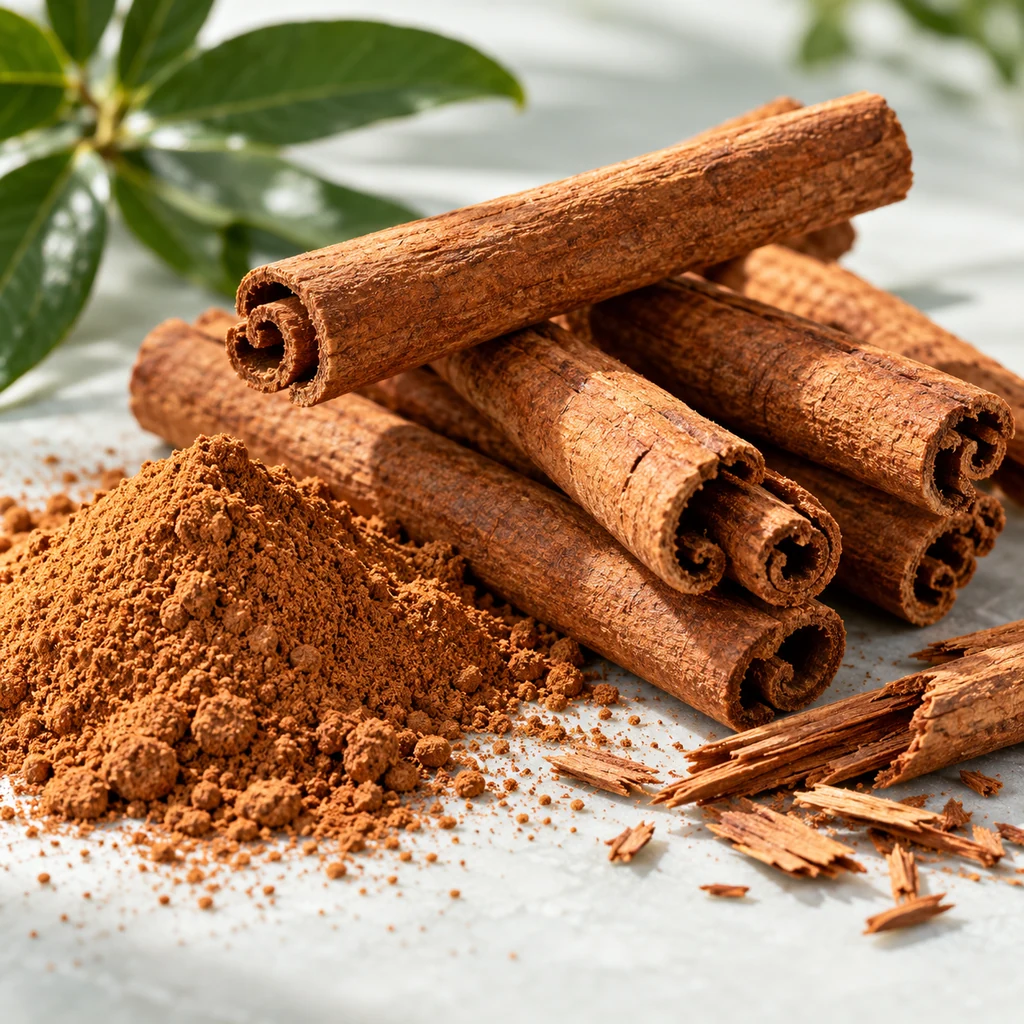 Cinnamon sensory direction, realistic ingredient illustration