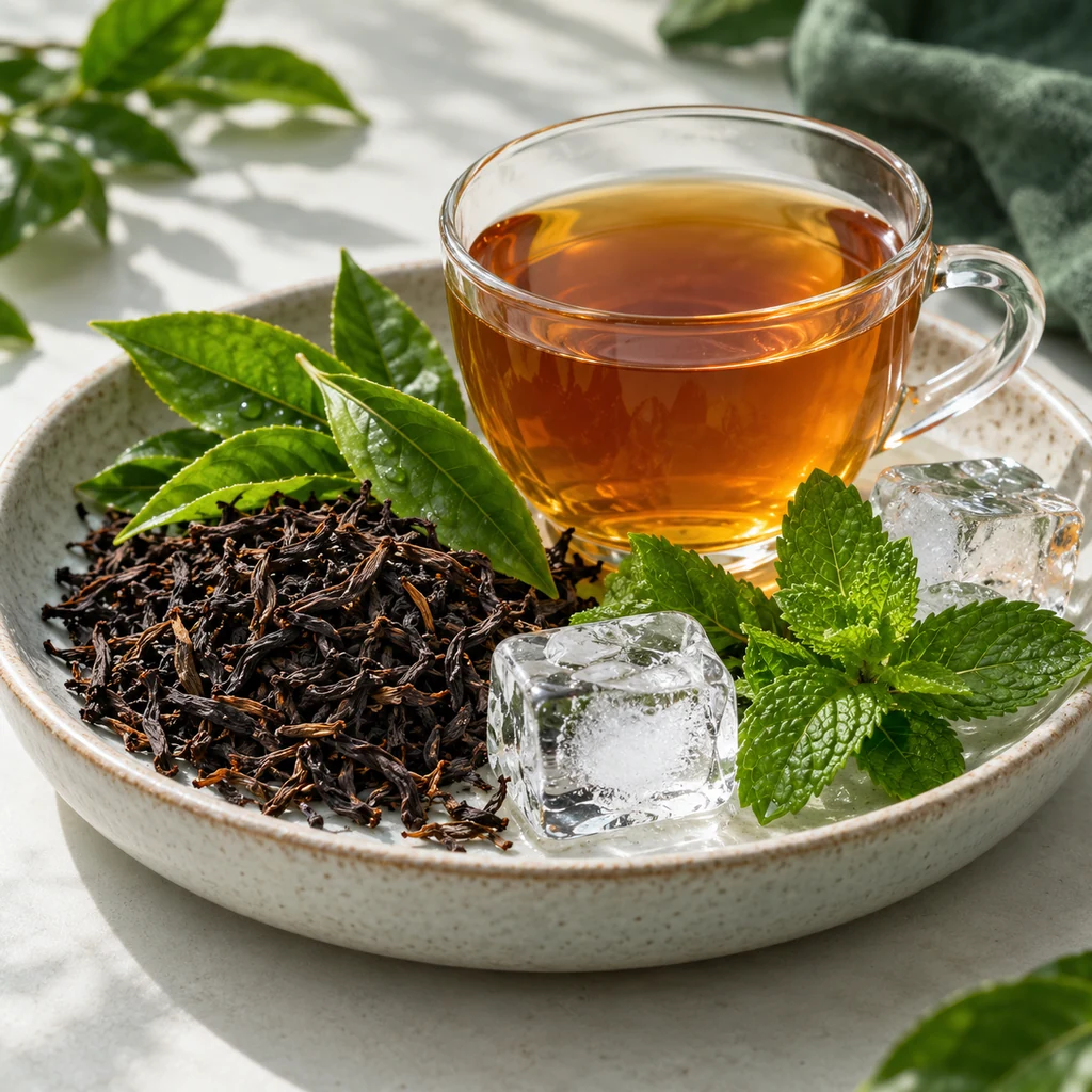 Classic Tea sensory direction, realistic ingredient illustration