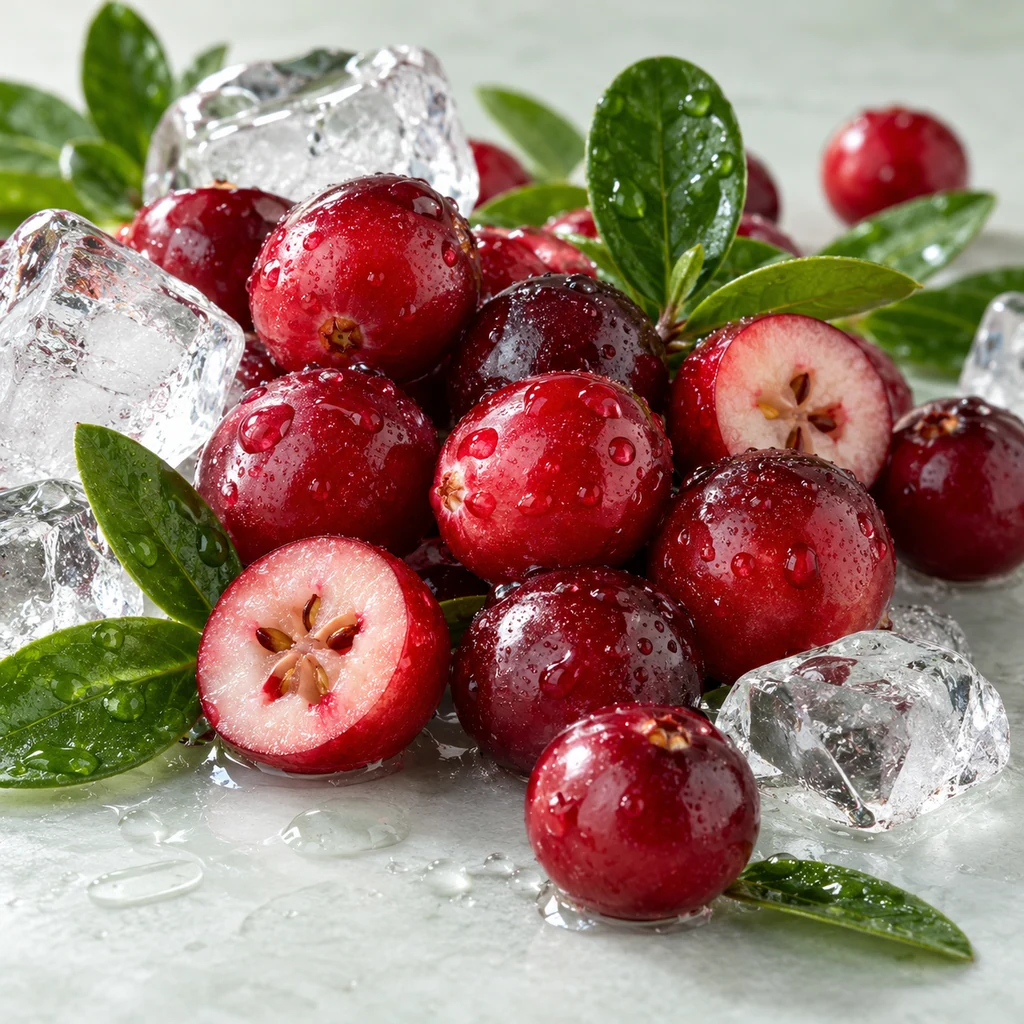 Cranberry sensory direction, realistic ingredient illustration