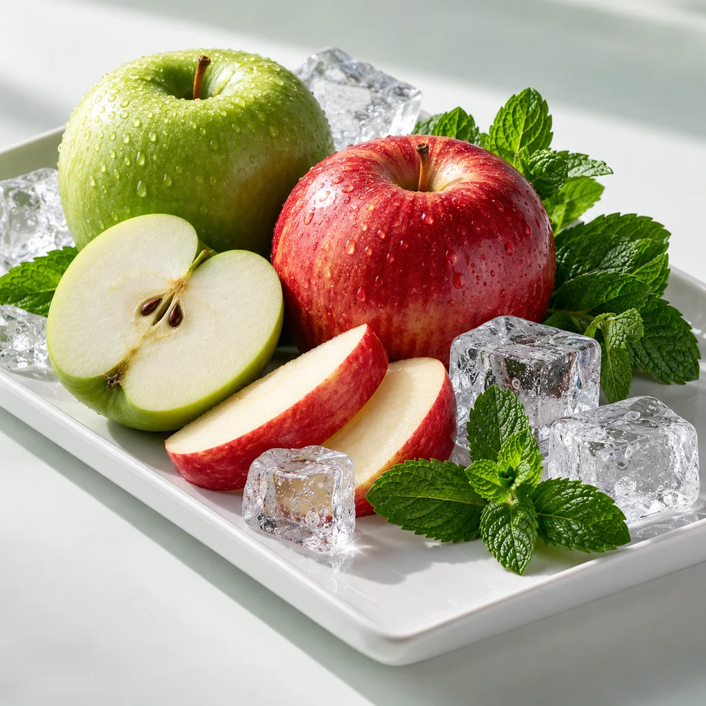 Double Apple sensory direction, realistic ingredient illustration