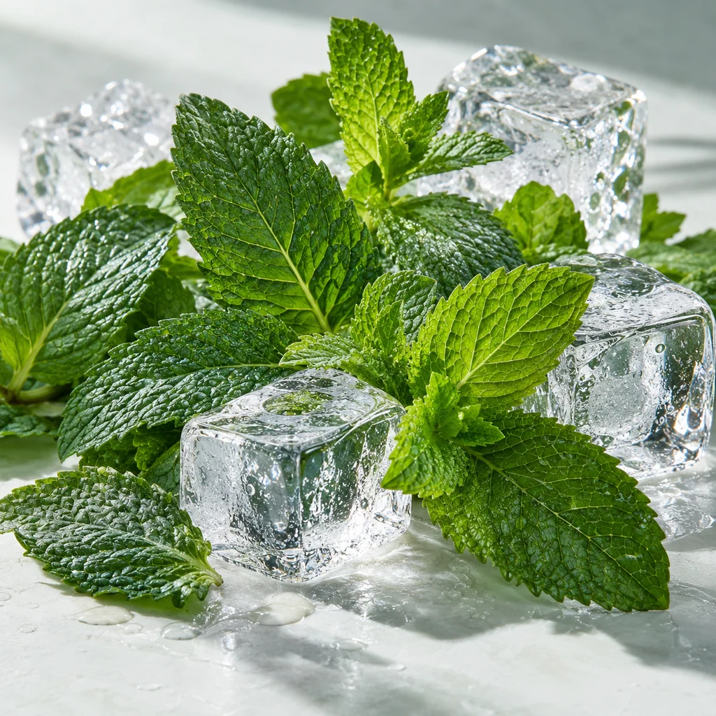 Double Mint sensory direction, realistic ingredient illustration