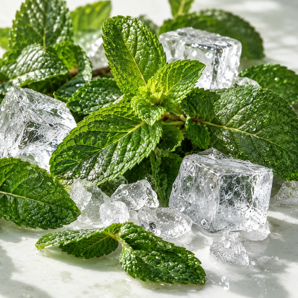 Fresh Mint sensory direction, realistic ingredient illustration