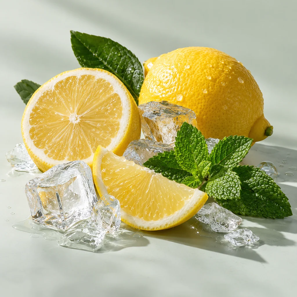 Lemon sensory direction, realistic ingredient illustration