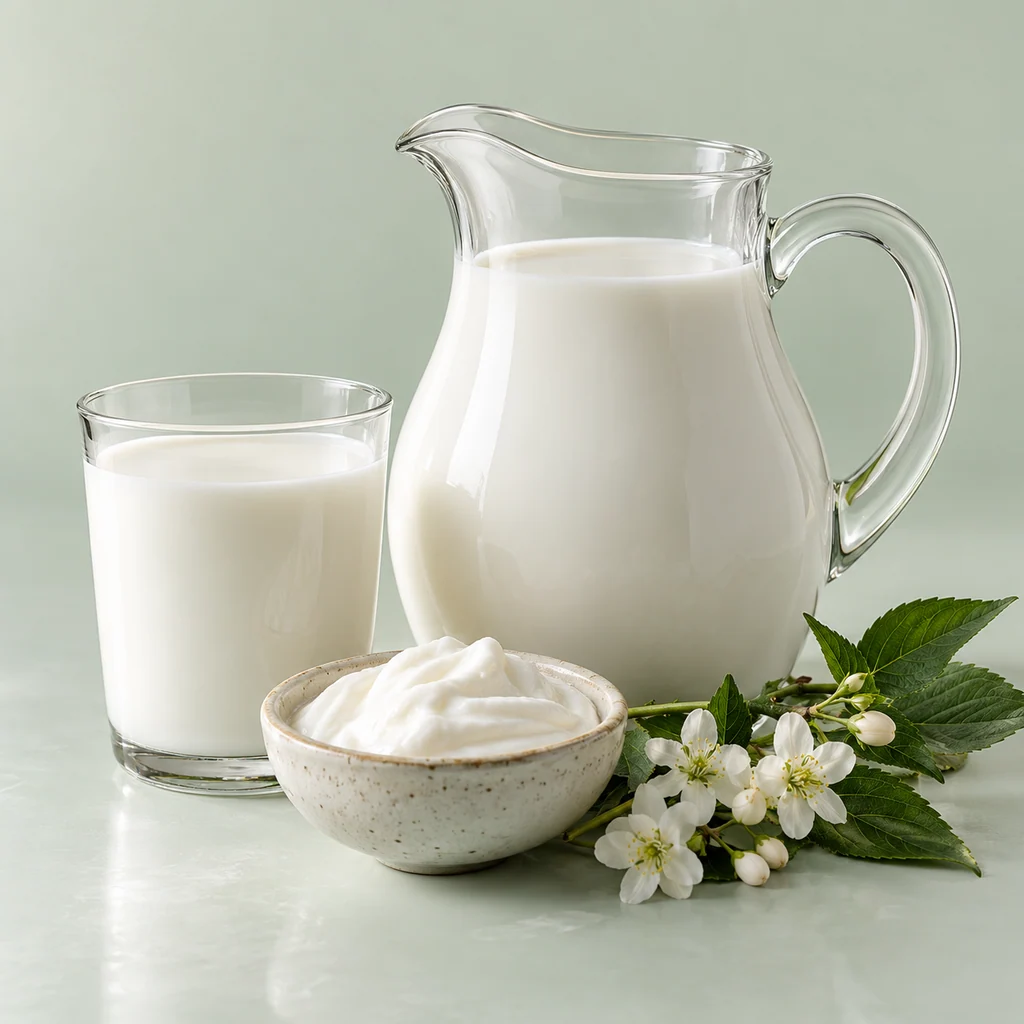 Milk sensory direction, realistic ingredient illustration