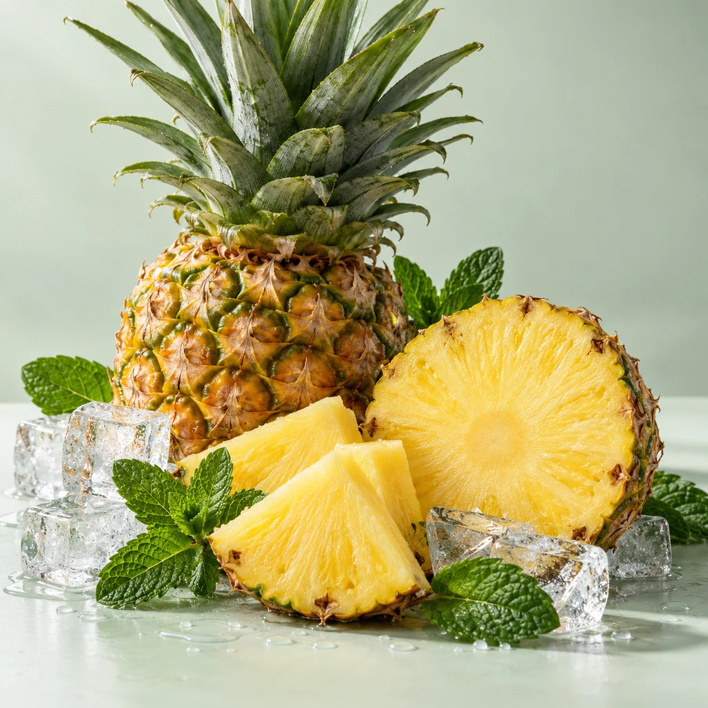 Pineapple sensory direction, realistic ingredient illustration