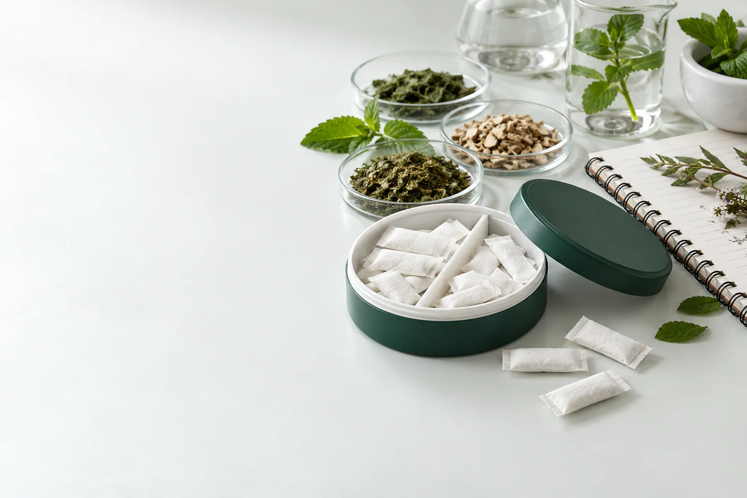 A focused development partner. Oral pouch packaging and development concept view 6