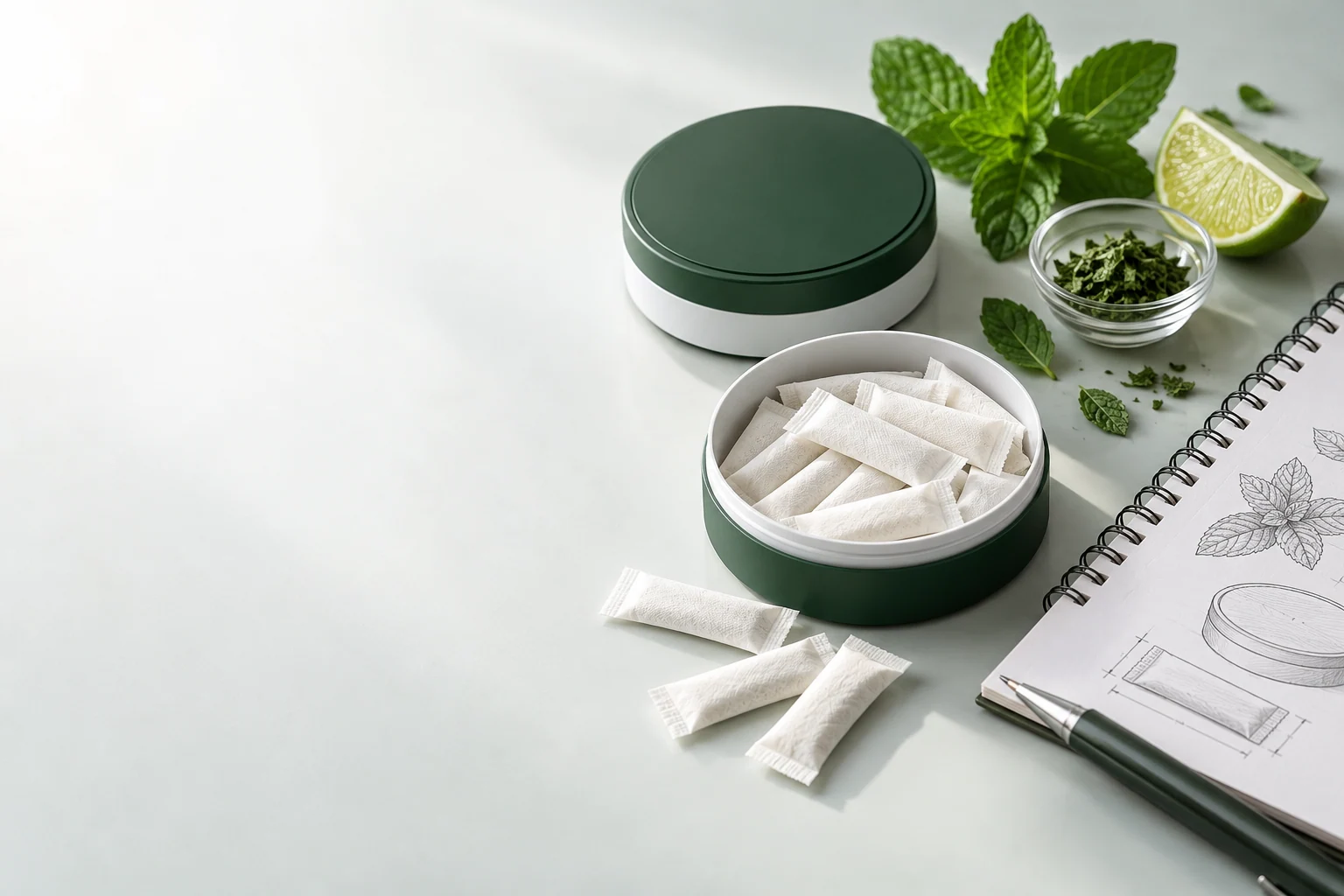 Tell us about your product. Oral pouch packaging and development concept view 1