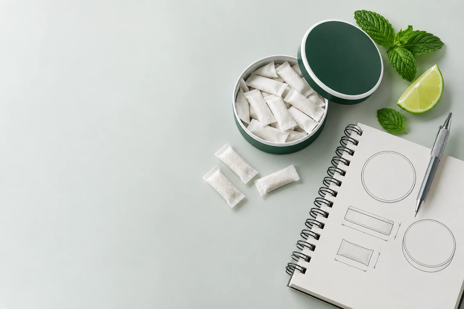 Tell us about your product. Oral pouch packaging and development concept view 2