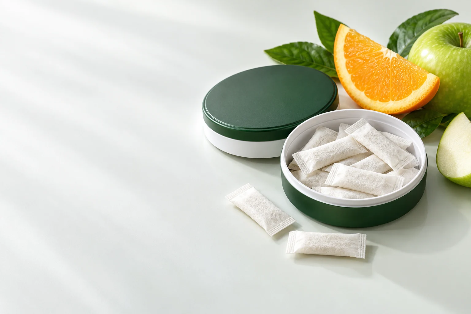 Daily multivitamin pouches. Oral pouch packaging and development concept view 1