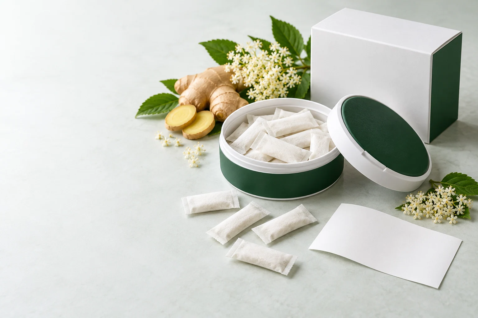 Herbal wellness pouches. Oral pouch packaging and development concept view 5