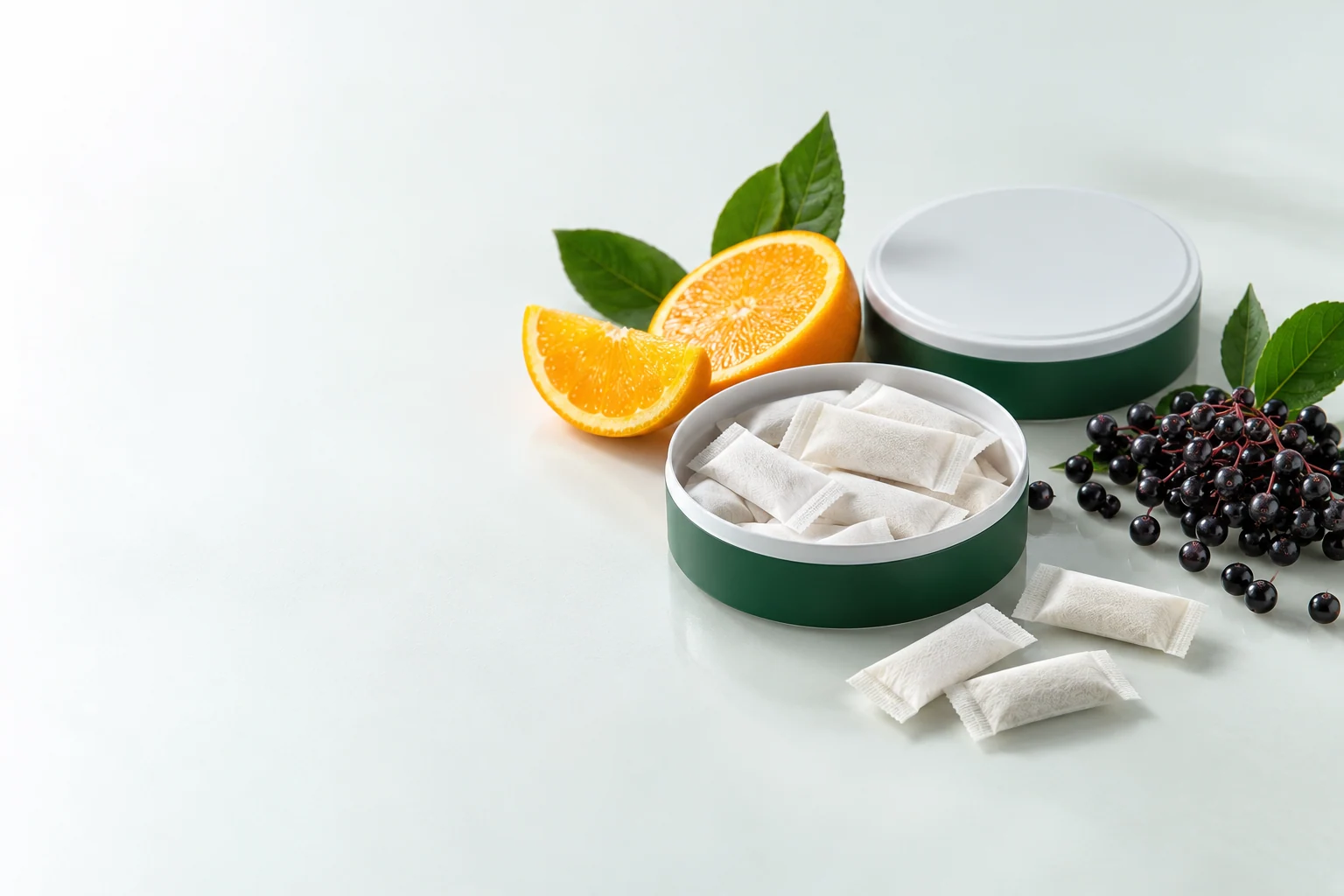 Immune support pouches. Oral pouch packaging and development concept view 1