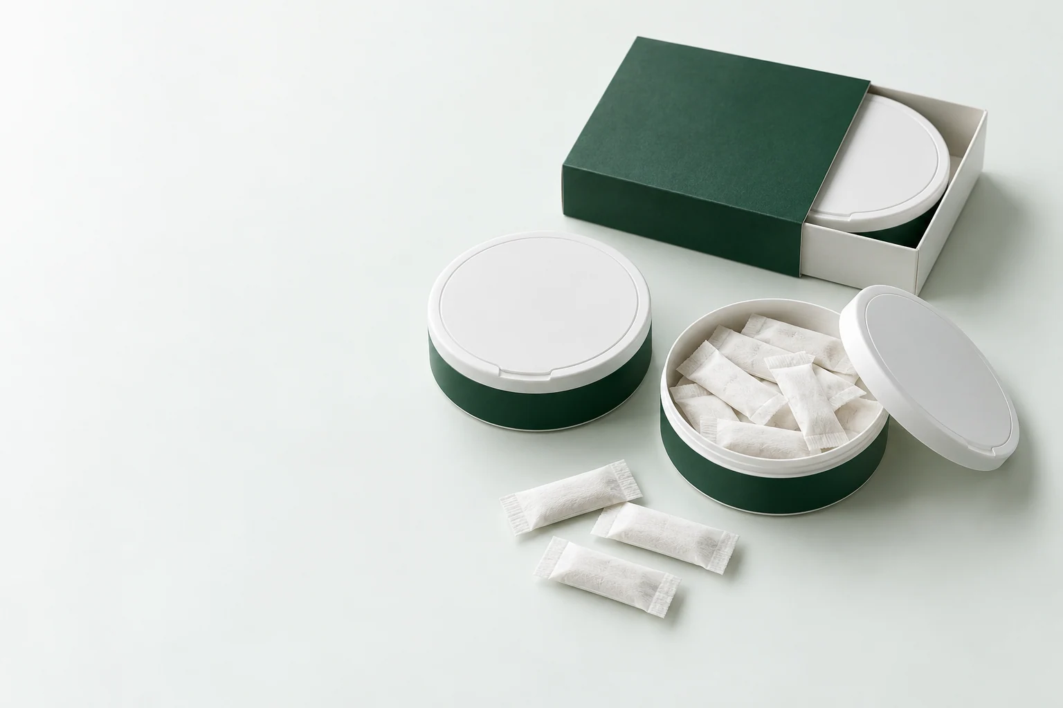 Request a development sample. Oral pouch packaging and development concept view 1