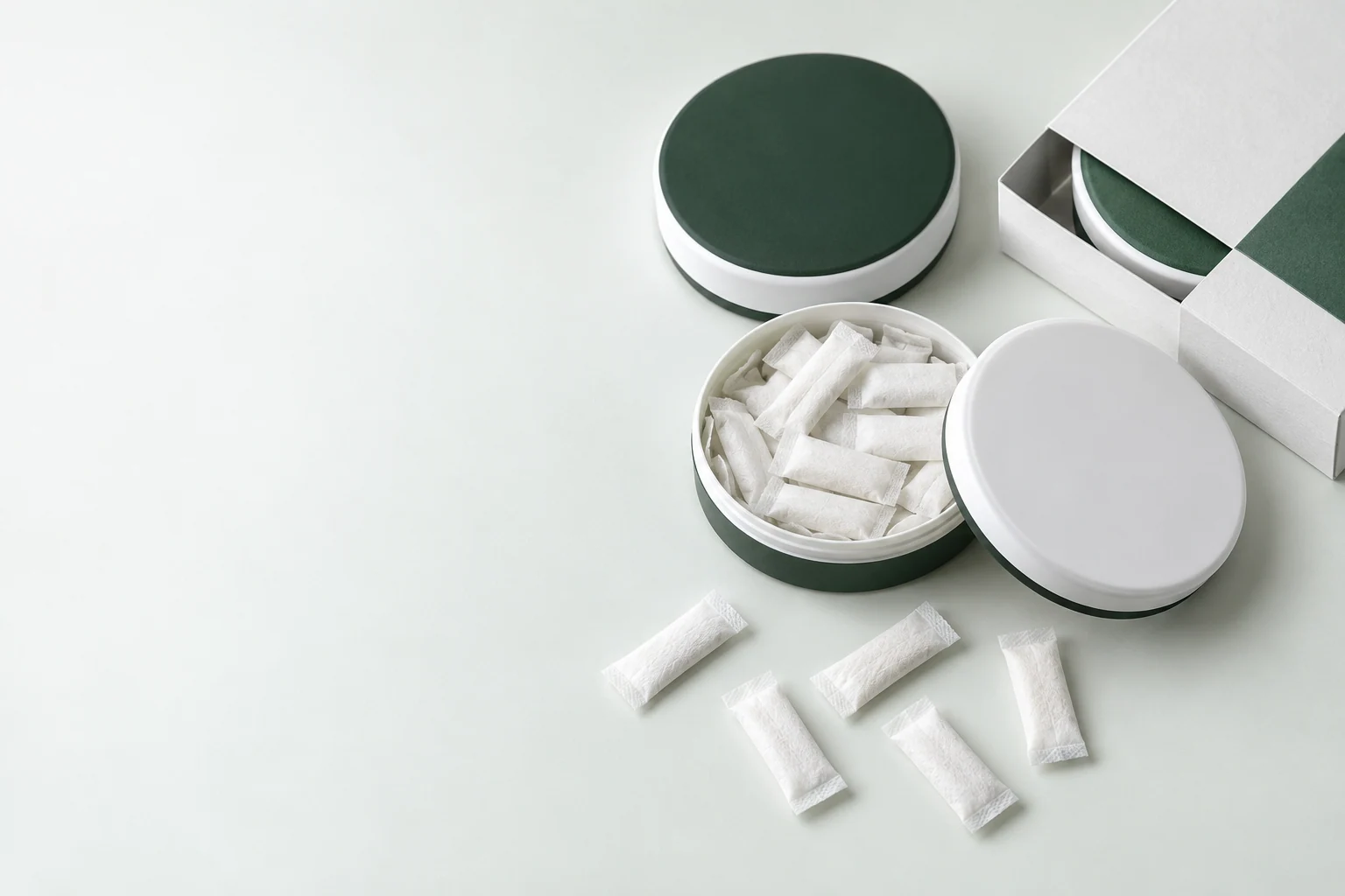 Request a development sample. Oral pouch packaging and development concept view 2