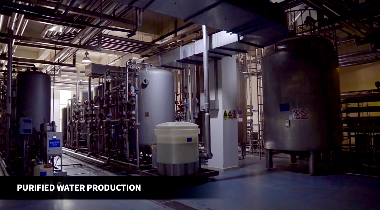 Purified water system in supplied process material